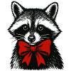 Christmas raccoon with bow