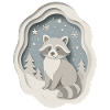 Winterlicher Waschbär im Schnee