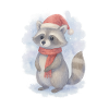 Aquarelle Noël raton laveur