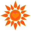 Sun symbol with heart