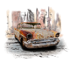 Rostiger Oldtimer Stadt Szene
