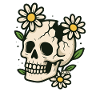 Skull with Flower Wreath