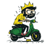 Roi sur scooter scooter cartoon