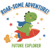 Dino on rocket adventure