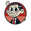 Lustiger kleineer Retro Comic Mann