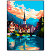 Thun Schweiz Alpine Riverside Stadtbild Poster