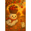 Halloween Geist mit Apfel Ernte