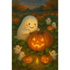 Cozy Halloween Ghost Carving Pumpkin