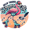 Rollin through Summer - Flamingo mit Rollschuhen