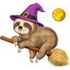 Sloth Witch Riding Broom