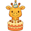 Giraffe with birthday cake
