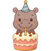 Little Hippo with Birthday Cake