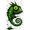 Funny chameleon with big eyes – splash
