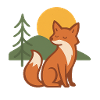 Forest fox at sunset