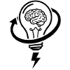 Brain and lamp – brainstorming session