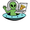 Alien pizza delivery man