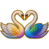 Rainbow Heart Swan Pair