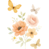 Fleurs pastel motifs papillon