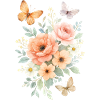 Aquarelle fleur magique avec des papillons