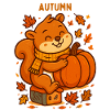 Autumn Joy Squirrel with Pumpkin Autumn