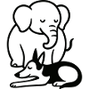 Elephant and dog sleeping