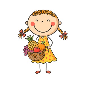 Obstkorb Mädchen Cartoon Kinder T-Shirt