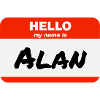Hej Mit navn er Alan Label Navneskilt