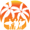 Sunset Surfer Palm Trees