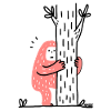 Funny Bigfoot hugging a tree