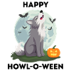 Happy Howl-o-ween – Wolf Halloween Pun