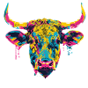 Cow Head Beef Paint Blobs