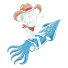Skeleton cowboy on octopus