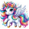 Regenbogen geflügelte Einhornkrone