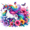 Regenbogen Blumen Einhorn