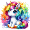Regenbogen Einhorn Aquarell