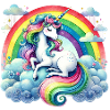 Regenbogen-Einhorn auf Wolken