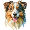 Australian Shepherd - Cool Low Poly  Logo