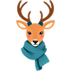 Hirsch mit Schal Winterbild