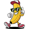 Coole Banane mit Sonnenbrille und Kappe