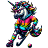 Regenbogen Einhorn Feldhockey Spieler