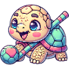 Cute turtle with hockey stick and ball