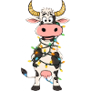 Cow with fairy lights cartoon