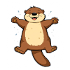 Cheerful beaver happy to jump