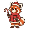 Winterpanda mit Zuckerstange