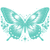 Turquoise Butterfly and Flowers