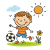Sunlit Soccer Kid Cartoon