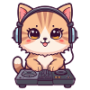 Cat as DJ with headphones