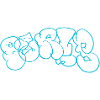 Blaues Bubble-Graffiti Muster im Paris Style