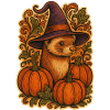 Pumpkin Witch Ferret Autumn