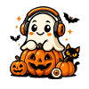Cute Ghost and Pumpkins